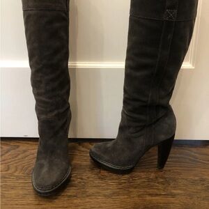 MICHAEL Michael Kors Over-the-Knee Suede Boots in Charcoal Gray